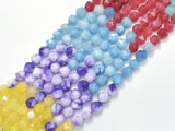 Jade-Multi color, 8mm Faceted Star Cut Round-BeadDirect