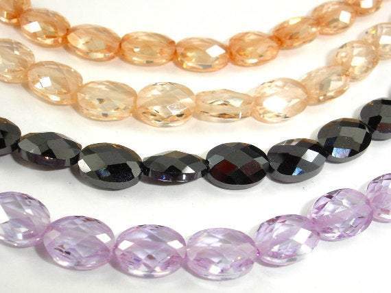Cubic Zirconia Beads, CZ beads, Faceted Oval, 6x8mm, 6 Inch-Gems:Oval,Rectangle,Coin-BeadDirect