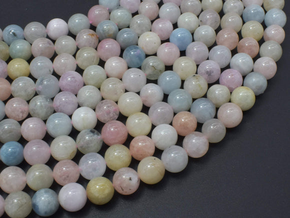 Beryl Beads, Morganite, Aquamarine, Heliodor, 8mm-Gems: Round & Faceted-BeadDirect