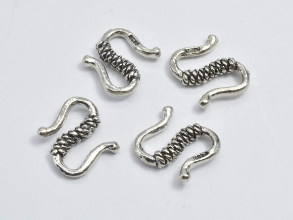 4pcs 925 Sterling Silver S Hook Clasps, S Hook Clasps Connector, 12x8mm-Metal Findings & Charms-BeadDirect