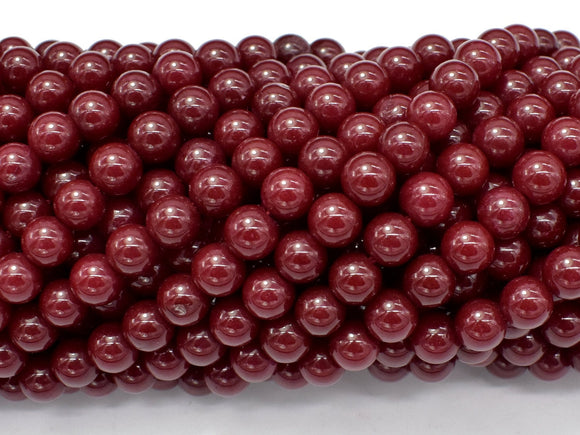 Jade Beads-Red, 6mm (6.4mm) Round Beads-Gems: Round & Faceted-BeadDirect