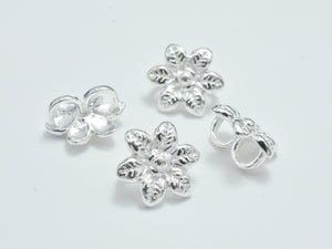 2pcs 925 Sterling Silver Flower Connector, 10mm-Metal Findings & Charms-BeadDirect