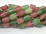 Strawberry Quartz, Green Strawberry Quartz, Lepidocrocite, 7x12mm Faceted Tube-BeadDirect