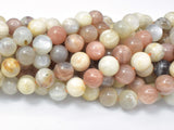 Mixed Moonstone Sunstone-Peach, White, Gray, 10mm (10.3mm) Round-Gems: Round & Faceted-BeadDirect