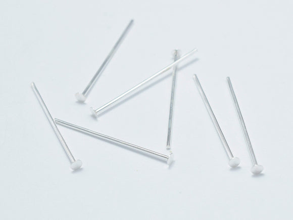 20pcs 925 Sterling Silver Head Pin, 20mm, 0.6mm(23gauge)-Metal Findings & Charms-BeadDirect