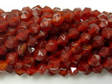 Carnelian Beads, 8mm (7.5mm) Star Cut Faceted Round Beads-Gems: Round & Faceted-BeadDirect