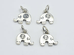 2pcs 925 Sterling Silver Charm-Antique Silver, Elephant Charm with OM Symbol, 12x8mm-Metal Findings & Charms-BeadDirect