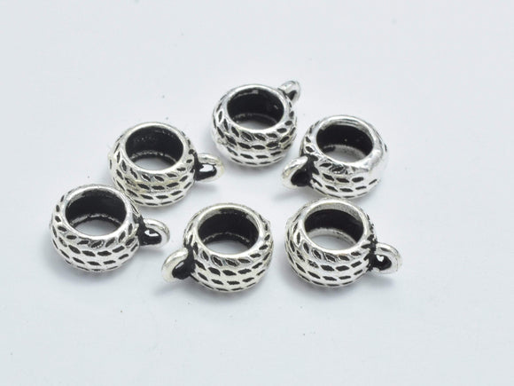 4pcs 925 Sterling Silver Bead Connector-Antique Silver, Rondelle, 6x5mm-Metal Findings & Charms-BeadDirect