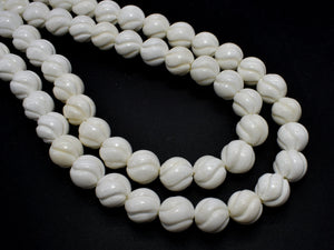 Tridacna Shell, 10mm Carved Round Beads-BeadDirect