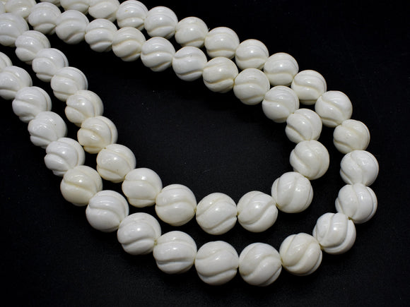 Tridacna Shell, 10mm Carved Round Beads-BeadDirect