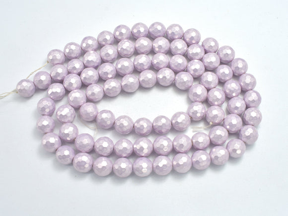 Shell Pearl, 10mm Faceted Round Beads-BeadDirect