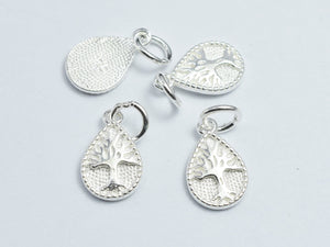 2pcs 925 Sterling Silver Teardrop Charms, Tree Charm, 8x13mm-BeadDirect