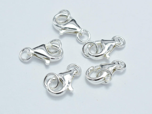 4pcs 925 Sterling Silver Lobster Claw Clasp, 11x6mm-Metal Findings & Charms-BeadDirect