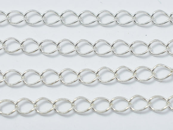 1foot 925 Sterling Silver Chain, Curb Chain, Jewellery Chain-Metal Findings & Charms-BeadDirect