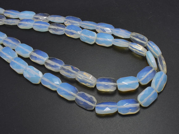 White Opalite, 10x14mm Faceted Rectangle Beads-BeadDirect