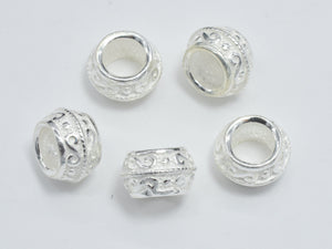 4pcs 925 Sterling Silver Beads, Drum Beads, Big Hole Spacer Beads, 8x4.8mm-BeadDirect