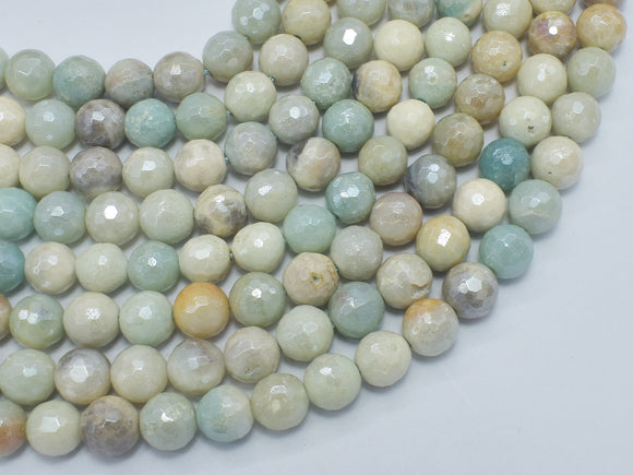 Mystic Coated Amazonite, 8mm (8.5mm) Faceted, AB Coated-BeadDirect