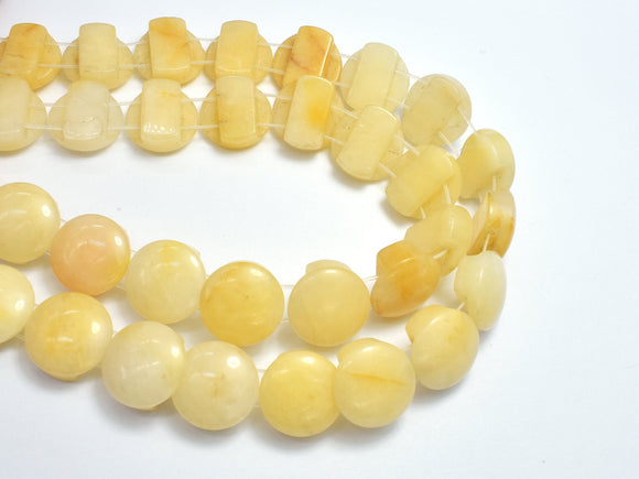 Yellow Jade Beads, Double Hole, 15mm Coin Beads-BeadDirect
