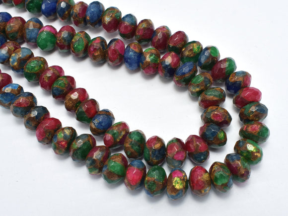 Mosaic Stone Beads, Multicolor, 6x10mm Faceted Rondelle Beads-BeadDirect