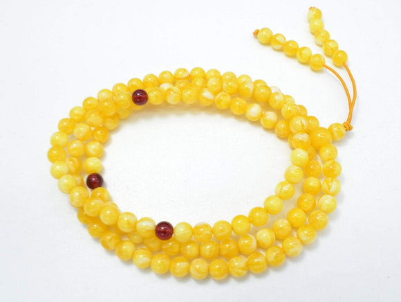 Amber Resin-Yellow, 6mm Round Beads, 23 Inch, Approx 108 beads-Gems: Round & Faceted-BeadDirect