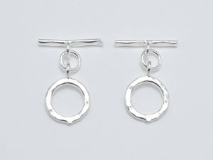 2sets 925 Sterling Silver Toggle Clasps, Loop 12mm (11.7mm), Bar 16mm-Metal Findings & Charms-BeadDirect