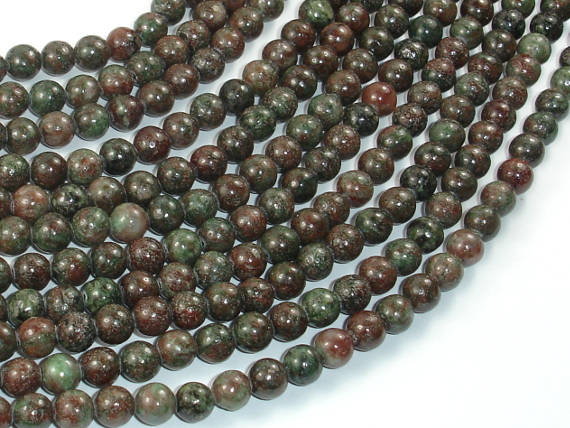 Red Green Garnet Beads, 6mm Round Beads-BeadDirect