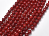 Jade Beads, Red, 8mm Round Beads-BeadDirect