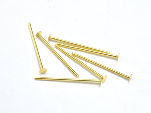 20pcs 24K Gold Vermeil Head Pin, 925 Sterling Silver Pin, 20mm-Metal Findings & Charms-BeadDirect