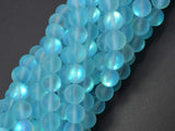 Matte Mystic Aura Quartz-Aqua Blue, 6mm (6.5mm) Round-Gems: Round & Faceted-BeadDirect