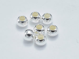 15pcs 925 Sterling Silver Beads, 4mm Round Beads-Metal Findings & Charms-BeadDirect