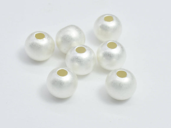 10pcs Matte 925 Sterling Silver Beads, 5mm Round-Metal Findings & Charms-BeadDirect