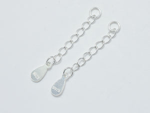 4pcs 925 Sterling Silver Extension Chain, 30mm Long-Metal Findings & Charms-BeadDirect