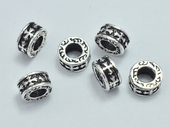 4pcs 925 Sterling Silver Beads-Antique Silver, 5.7x3mm, Tube Beads, Big Hole Beads-BeadDirect