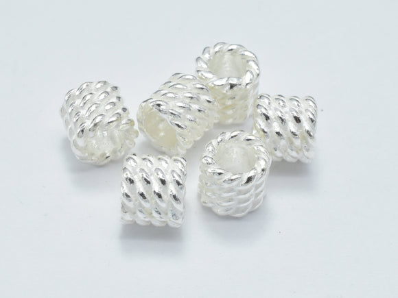 2pcs 925 Sterling Silver Beads, 6x5.8mm Tube Beads, Big Hole Tube Beads-Metal Findings & Charms-BeadDirect