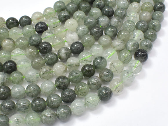 Green Rutilated Quartz Beads, 8mm Round Beads-Gems: Round & Faceted-BeadDirect