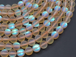 Matte Mystic Aura Quartz-Champagne, 8mm (8.5mm) Round-Gems: Round & Faceted-BeadDirect