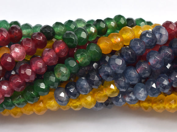 Jade - Multi Color 3x4mm Faceted Rondelle, 14 Inch-BeadDirect