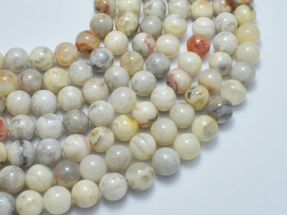 White Crazy Lace Agate 8mm Round Beads, 14.5 Inch-BeadDirect