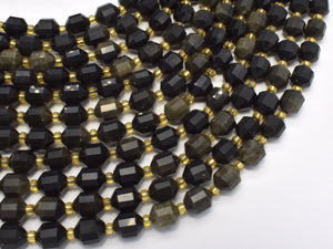 Golden Obsidian Beads, 8mm Faceted Prism Double Point Cut-Gems: Round & Faceted-BeadDirect