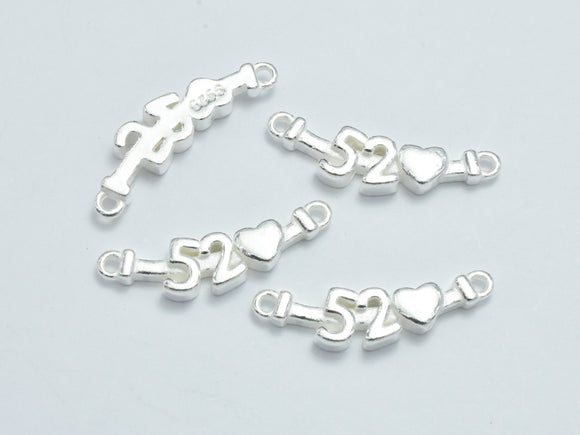 1pc 925 Sterling Silver Connector, Heart Connector, 21x6mm-BeadDirect