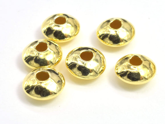 10pcs 24K Gold Vermeil Spacers, 925 Sterling Silver Beads, 6x3mm Saucer Beads-Metal Findings & Charms-BeadDirect
