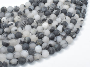 Matte Black Rutilated Quartz Beads, 6mm (6.5mm) Round-Gems: Round & Faceted-BeadDirect