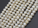 Fresh Water Pearl Beads-White, 7-8mm Potato Beads-Pearls & Glass-BeadDirect