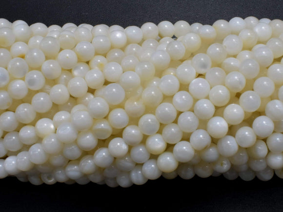 Mother of Pearl Beads, MOP, Creamy White, 4mm Round-Gems: Round & Faceted-BeadDirect