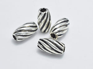 4pcs 6x11mm 925 Sterling Silver Beads-Antique Silver, 6x11mm Drum Beads-Metal Findings & Charms-BeadDirect