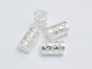 2pcs 925 Sterling Silver Beads, 5x10mm Tube Beads, Big Hole Filigree Beads-Metal Findings & Charms-BeadDirect