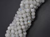 White Rainbow Moonstone, 8mm, Faceted Round-BeadDirect