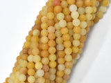 Matte Yellow Jade Beads, 4mm (4.8mm), Round Beads-BeadDirect