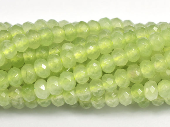 Jade - Light Green 3x4mm Faceted Rondelle, 14 Inch-BeadDirect