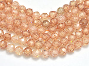 Cubic Zirconia - Light Champagne, CZ beads, 4mm, Faceted-BeadDirect